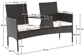 Záhradná lavička so stolom a vankúšmi ,hnedá/krémová, LALIT
