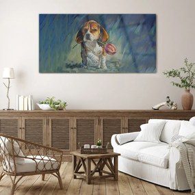 Skleneny obraz Abstraktné zvieracie pes kvetina