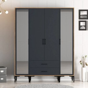 Šatníková skriňa Kiara RTR (orech + antracit). Akcia -10%. Vlastná spoľahlivá doprava až k Vám domov. 1088536