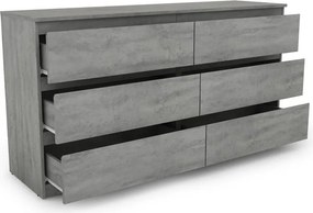 Široká komoda Carlos, šedý betón, 150 cm
