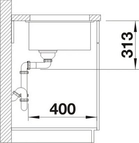 Blanco Subline 320-U, silgranitový drez pod pracovnú dosku 350x460x190 mm, 1-komorový, tmavá hnedá, BLA-523415