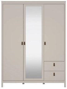 Sivobéžová šatníková skriňa so zrkadlom 150x199x58 cm Madrid – Tvilum