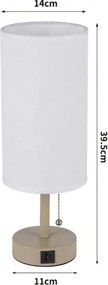 Brilagi - Stolová lampa s USB portom TABLON 1xE27/25W/230V béžová/biela