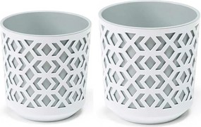 PLASTOVÝ KVETINÁČ ETNIC SADA 2KS 14,8X13,9 CM+20,1X19,5 CM BIELA