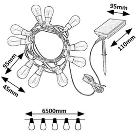 Rabalux 77165 - LED Solárna reťaz ZIRC LED/3,6W/3,7V 1200mAh IP44