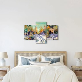 Obraz - Zasnežená cesta lesom, olejomaľba (90x60 cm)