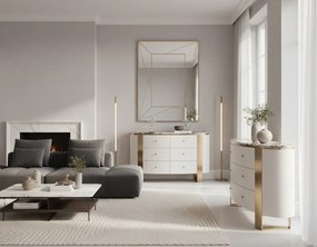 Komoda Stilig ST920 140 cm biela/zlatá/mramor