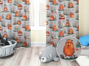 Biante Detský bavlnený záves Sandra SA-711 Kapybary na sivom 150x180 cm