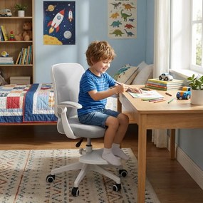 Detská otočná stolička Neoseat JUNI 010 s podnožou — látka, sivá