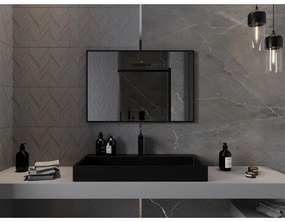 Mexen Loft, obdĺžnikové kúpeľňové zrkadlo 90 x 60 cm, farba rámu čierna matná, 9852-090-060-000-70