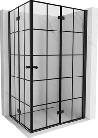 Mexen Mist-F Duo, skladací sprchový kút 80 x 120 cm, číre sklo-čierna mriežka, 8A6-080L-120P-70-77