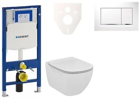 Cenovo zvýhodnený závesný WC set Geberit do ľahkých stien / predstenová montáž + WC Ideal Standard Tesi 111.300.00.5NE5, 1 ks