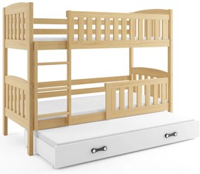 Poschodová posteľ s prístelkou KUBO 3 200x90 borovica - biela