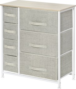 HOMCOM Komoda so 7 úložnými košíkmi z netkanej textílie, 63.5x30x71 cm, sivá | Aosom
