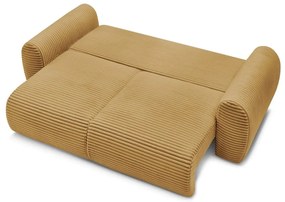 Menčestrová rozkladacia pohovka v horčicovej farbe 257 cm Lucien – Bobochic Paris