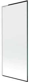 Mexen Next L, 1-krídlová vaňová zástena 80 x 150 cm, 6mm číre sklo-čierny vzor, biely profil, 895-080-000-03-70-20