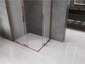 Mexen Velar L Duo, sprchový kút s posuvnými dverami 100 x 90 cm, 8mm sklo námraza, ružové zlato, 871-100-090-02-33-60
