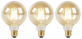 Sada 3 LED žiaroviek E27 Dim to Warm G95 zlatá 8W 806lm 2000-2700K