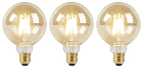 Sada 3 LED žiaroviek E27 Dim to Warm G95 zlatá 8W 806lm 2000-2700K
