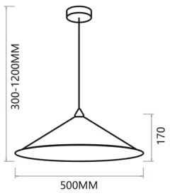 Luster na lanku FUJI 1xE27/60W/230V pr. 50 cm čierna/zlatá