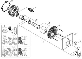 GROHE 24094000 - Batéria EUROCUBE s trojcestným prepínačom, lesklý chróm