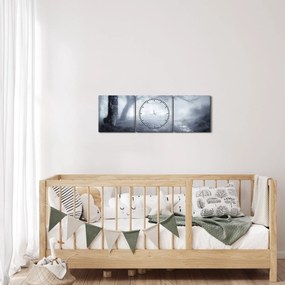 Obraz - Cesta v hmle (s hodinami) (90x30 cm)