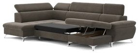 Rozkladacia rohová sedačka CATANIA do U, ľavá, hnedá, s úložným priestorom