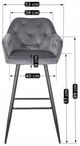 Barová stolička ANDY – sivý velúr