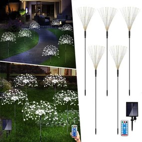 Bluegarden Toolight, LED solárna lampa 90 cm s diaľkovým ovládaním 5ks P60164, strieborná, OGR-05694