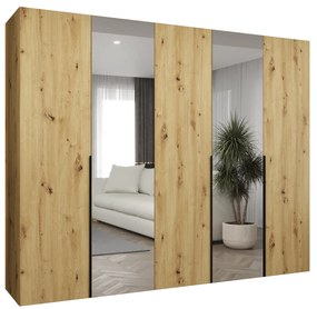 Šatníková skriňa 250 cm Alice 2 (dub artisan + čierna). Akcia -20%. Vlastná spoľahlivá doprava až k Vám domov. 1126179