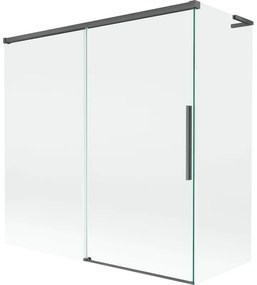 Mexen Rox, L posuvná 2-krídlová vaňová zástena 160 + 80 x 150 cm, 8mm číre sklo, brúsený grafit profil, 8C9L-160-080-66-00
