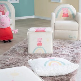 Biely zamatový detský puf Peppa Pig – Roba