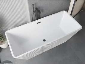 Mexen Tava, voľne stojaca ryhovaná vaňa 170 x 75 cm, biela lesklá, čierny matný prepad, 52851707500-70