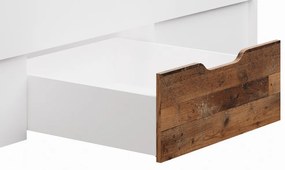 Postel s úložnými zásuvkami Asko 180x200 cm, biela/vintage optika dreva