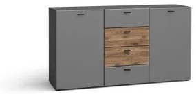 MILA chest of drawer graphite matt/ dark flagstaf oak matt