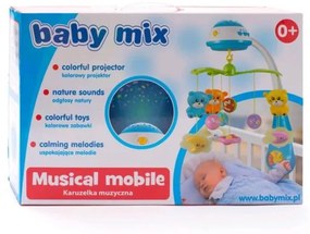BABY MIX Kolotoč nad postieľku so svetelným projektorom Baby Mix sivý