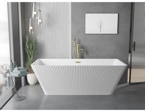 Mexen Tava, voľne stojaca ryhovaná vaňa 170 x 75 cm, biela lesklá, zlatý matný prepad, 52851707500-55