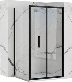 Štvorcový sprchovací kút REA RAPID FOLD 90x90 cm, čierny/transparent - bez vaničky