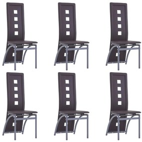 Jedálenské stoličky 6 ks hnedé umelá koža 3051668