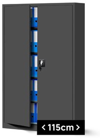 JAN II kovová kancelárska skriňa: antarcit 115x185 cm (1009)