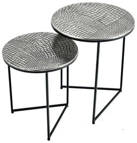 Sada odkladacích stolíkov Khalil 40 cm antik strieborná