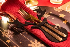 Vánoční obal na příbor Renifer 6 ks černý