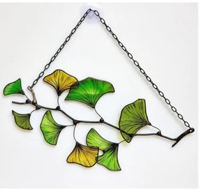 Lapač slnka vitráž GINKGO BILOBA 22*12 s retiazkou