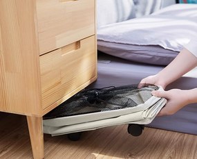 Kondela Skladací kôš na bielizeň s kolieskami, béžová, PRIOR