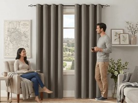 Záves OXFORD 140x270 cm, sivohnedý Zavesenie: Riasiaca páska