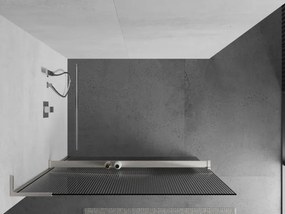 Mexen Kioto+ L, sprchová zástena Walk-In s poličkou a vešiakom 100 x 200 cm, 8mm sklo s rebrovým vzorom, brúsená oceľ profil, 800-100-123-97-09