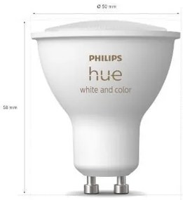 PHILIPS HUE Múdra LED stmievateľná žiarovka HUE s funkciou RGB, GU10, 4,3 W, 350lm, teplá biela-studená biela, 3