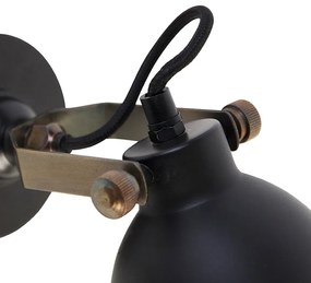 Priemyselná nástenná lampa čierna so zlatom nastaviteľná - Liko