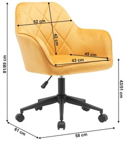 Tempo Kondela Kancelárske kreslo, Velvet látka žltá/čierna, SORILA NEW