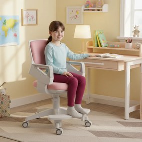 Detská rastúca stolička Neoseat KIDDY FIVE — látka, prateľný poťah, ružová